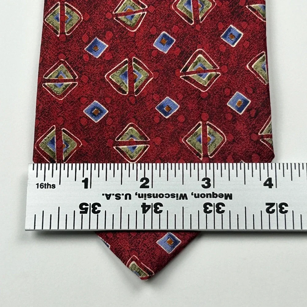 Vintage Robert Talbott Best of Class Nordstrom XL Maroon‎ Geometric Silk Tie